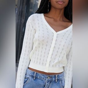 Brandy Melville John Galt Cream Pointelle Cardigan.